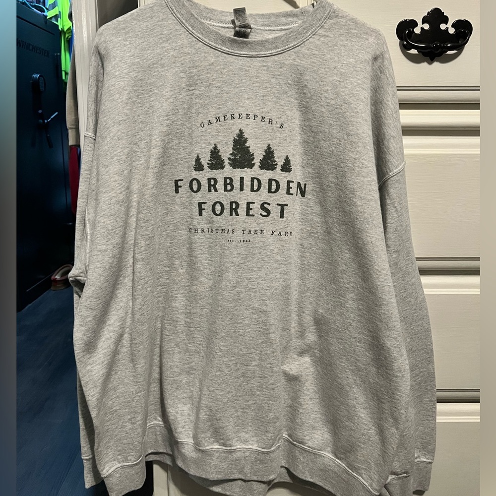 Gray Forbidden Forest pine trees Sweatshirt